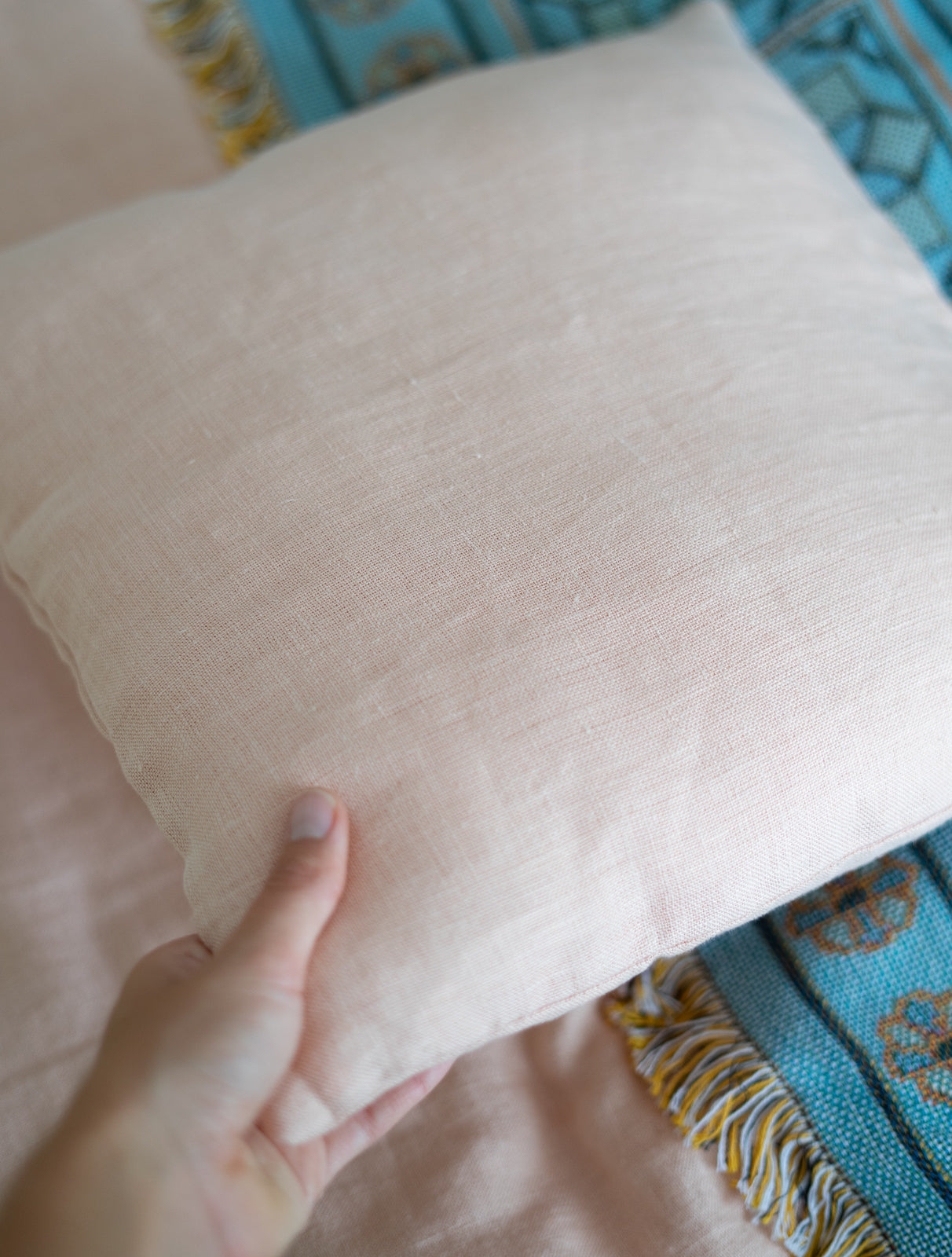 100% Hemp Cushion Cover Blush